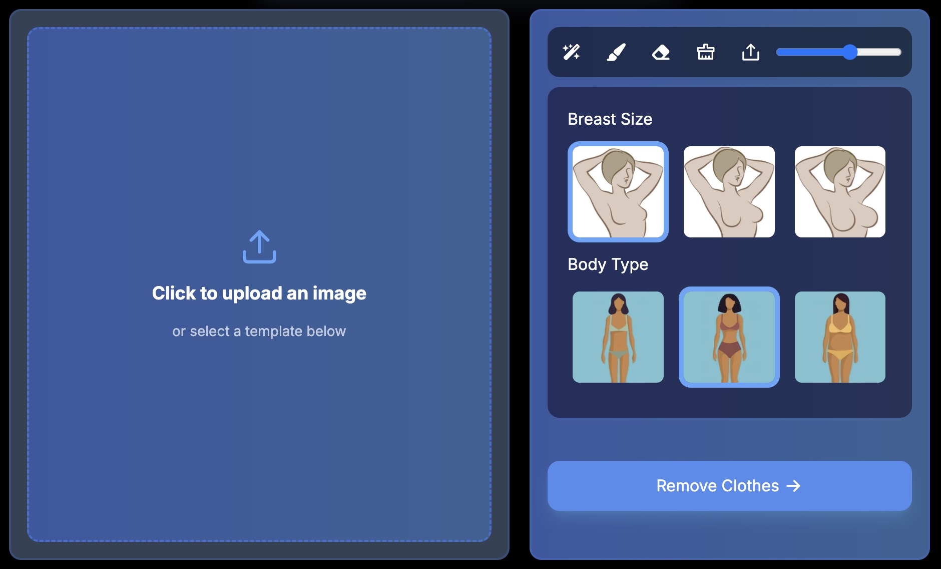 AI Clothes Remover Tool Interface
